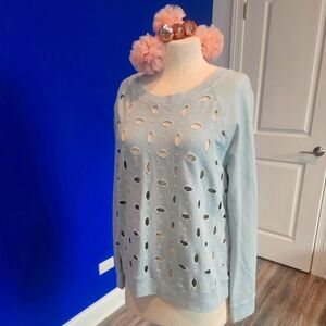 DYLAN Light Blue Eyelet Sweater size Large